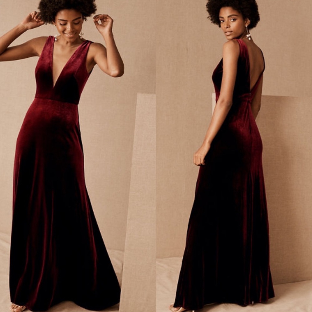 Jenny Yoo Burgundy Velvet Wedding Dress